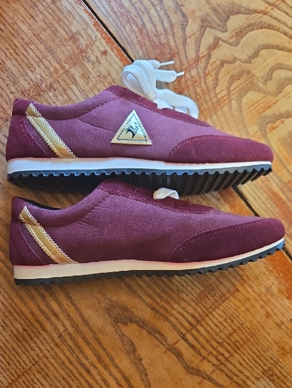 Maroon Suede Sneakers Size 11 US/ Size 45 EUwith White Laces By Polligie - Picture 11 of 13